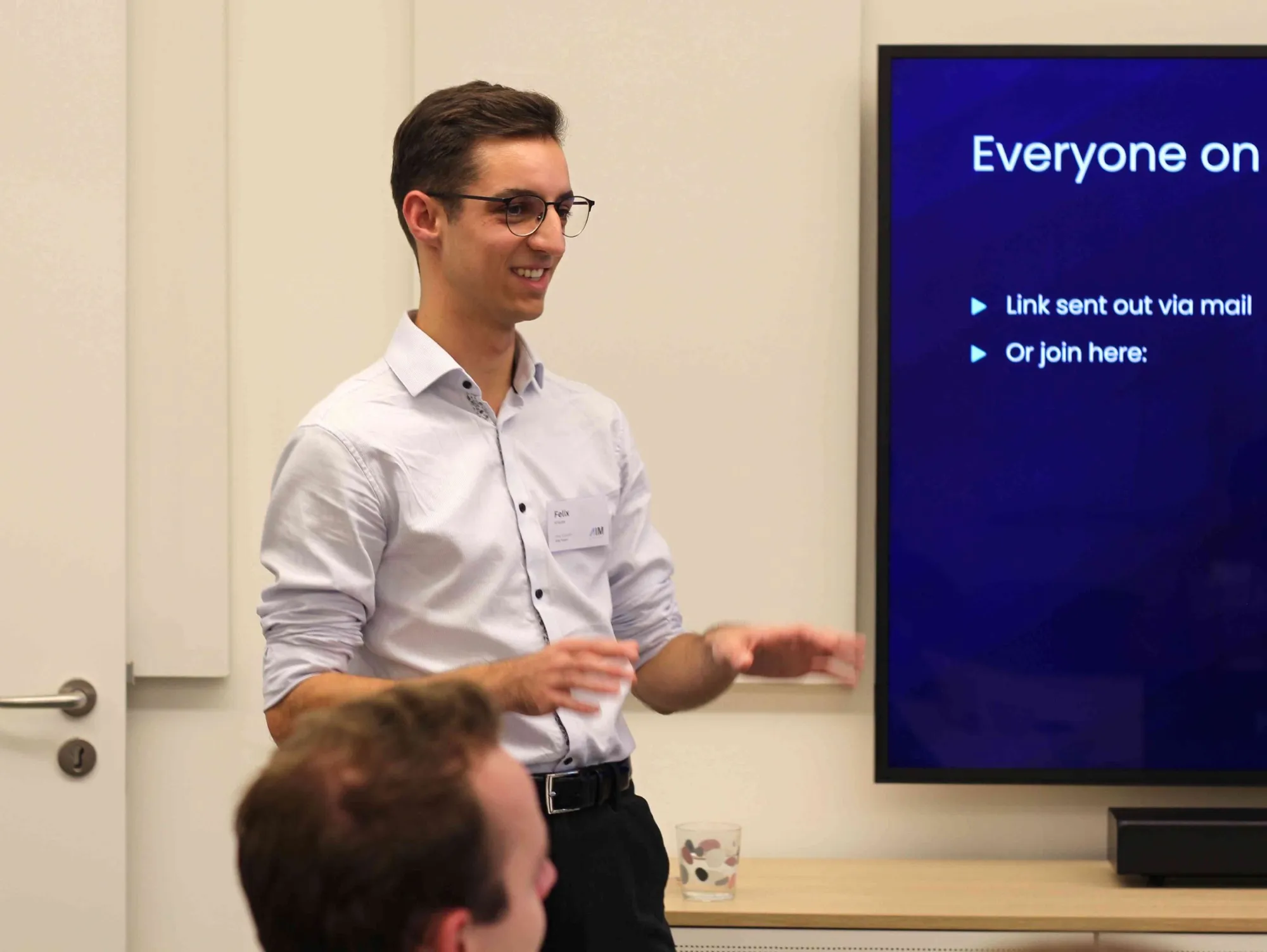 Felix Krause speaking at the first AIM hackathon
